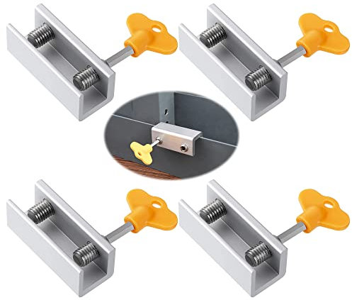 Sctmda Schiebe Fensterschlösser Stopper Verstellbare Schiebetür Schloss Aluminium Legierung Türrahmen Sicherheitsschloss Fenster Schloss mit Schlüssel 4 Stück für Sicherheit et Antidiebstahl