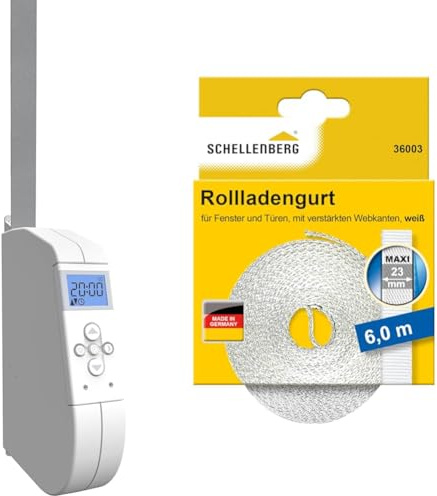 eWickler Comfort eW920 elektr. Gurtwickler Schwenkwickler & Schellenberg 36003 Rolladengurt 23 mm x 6,0 m System Maxi, Rollladengurt, Gurtband, Rolladenband, weiß
