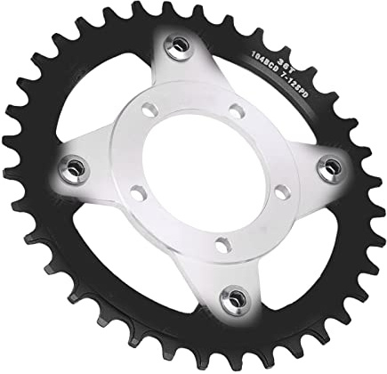 Alomejor Kettenblatt und Adapter für Elektrofahrräder, 36 Zähne, 104 BCD-Motor, Kettenblatt mit Mittlerem Antrieb, Spinnenketten-Umrüstsatz für BBS01 BBS02 (Schwarz)