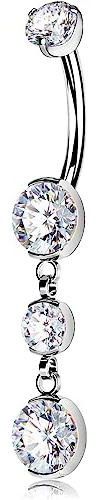 OUFER Body Piercing Bauchnabelpiercing aus Titan, 14 g, transparent, 14 g