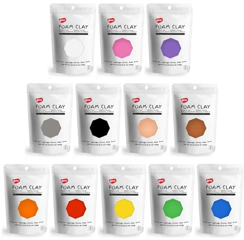 BOHS Schiuma Modellabile 12 Colori, 1,2 kg, Asciugatura all’Aria, Senza Crepe né Macchie – Per Cosplay, Progetti Scolastici, Impronte e Slime – Per Bambini e Adulti, Dai 3 Anni