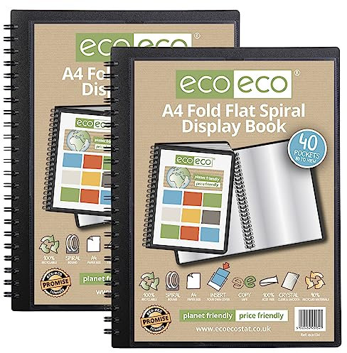 eco-eco Eco134x2 Lot de 2 protège-documents A4 50% recyclés 40 pochettes à spirales