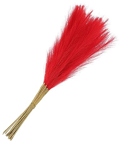 sourcing map Künstliche Pampas, 55 cm, Dekoration für Wohnzimmer, Party, Wandvase, Hochzeitsdekoration, Rot, 15 Stück
