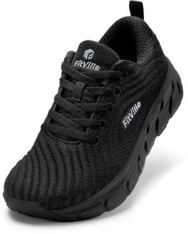 FitVille Wide Toe Box Shoes Women Comfortable Non Slip Wide Walking Shoes Women Swollen Feet Lightweight All Black