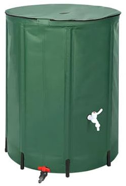 Hmtbet Raccoglitore Acqua Piovana, Serbatoio di Stoccaggio dell'Acqua Pieghevole Portatile da Gronda Pratico, Pieghevole, Facile da Usare per Esterni Campeggio Giardino Barile Pioggia,Verde,250L