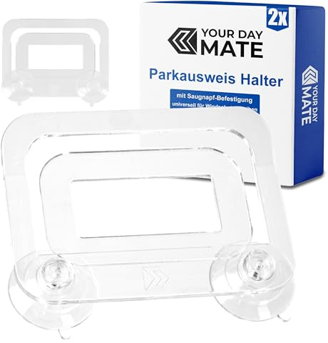 Windschutzscheibe Parkausweis Halterung, 2 Stück, in Transparent, Halter mit Saugnäpfen, Parkausweishalter Scheibe, Autoscheibe Parkscheinhalter, Kartenhalter Parkticket, Auto Saugnapf Clip Ticket