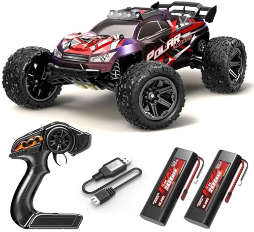 Norkbeng Voitures RC tout-terrain tout-terrain 1:8 pour adulte, camion d'escalade de course de 45 km/h, télécommande 2,4 GHz, lumières LED, 2 batteries rechargeables de 2600 mAh, anniversaire