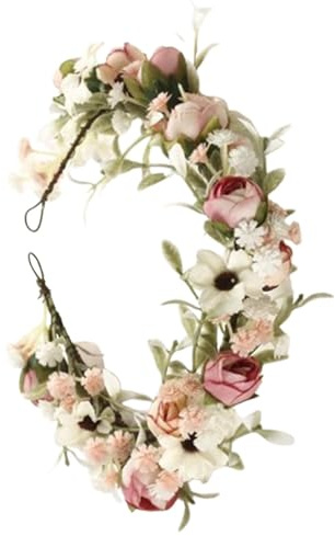 Bohemisk blomkrans, konstgjord brudblomkrans, blomfrisyr, bohemisk blomkrans, justerbara konstgjorda blomkronor, tillbehör för chev
