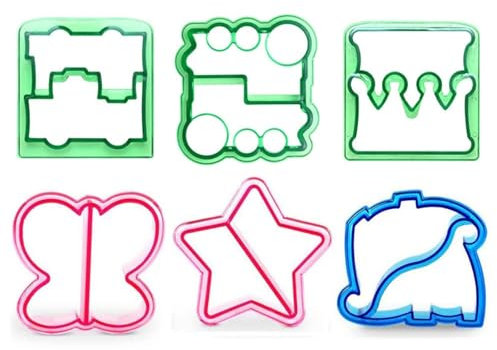 6 Pcs Sandwich Cutters Bread Crust Shape Remover for Kids, Dinosaur Shapes Cake Sandwich Bread Mould Toast Mould DIY Baking Tool Sandwich Slicer Maker Kit Dinosaur Sandwich Cutter