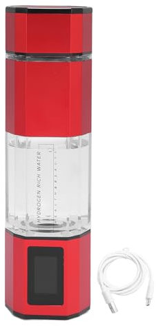 Jarra de Agua Hidrógeno, 250 Ml, 5000 PPB, Ionizador Portátil, Botella Hidrógeno para Ejercicio Viaje en Casa, Oficina (rojo)