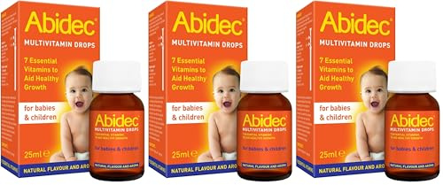 Abidec Kid Baby Multivitamin Drops – Aids Healthy Growth Contains Vitamin D, C and A – Suitable from Birth, Natural Flavour and Aroma, 25 ml (Pack of 3)