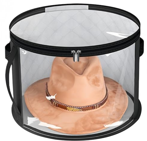 Obelunrp Cajas de sombrero para almacenamiento de mujeres, bolsa de almacenamiento de sombrero transparente de 42x26.5 cm con asa, caja de sombreros, organizador de tapas para mujeres (estilo 2)