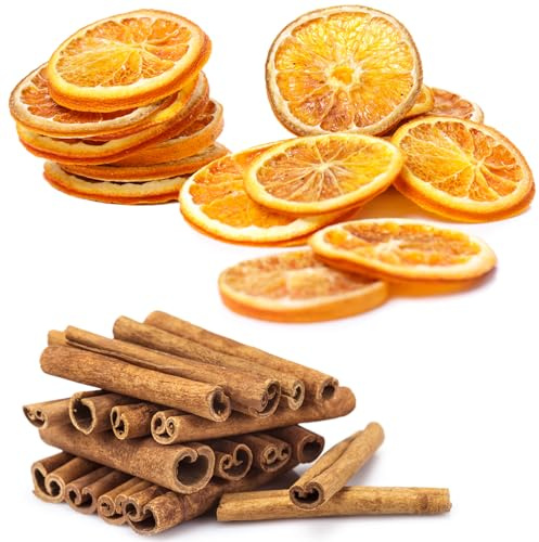 Weihnachtskranz Deko, 20 x Getrocknete Orangenscheiben und 20 x Zimtstangen, NatüRliche Orangenscheiben Zimtstangen für Weihnachtsdeko Weihnachten Potpourri Zum Basteln Weihnachten Adventskranz