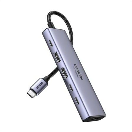 UGREEN Hub adaptador USB-C 6 en 1, HDMI, 2 USB 3.2, USB-C, gris 35999
