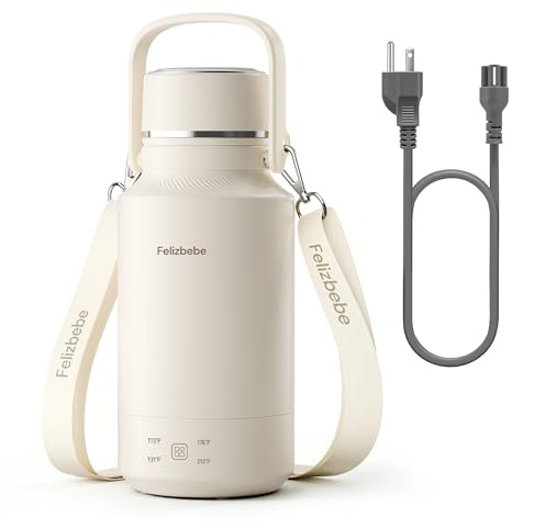 Felizbebe 33.8 Oz/1000mL Portable Electric Kettle,304 Stainless Steel Travel Kettle Electric,4 Temp Settings with Holding Heat,600W Fast Boiling Water with Auto Shut-Off and Boil Dry Protection