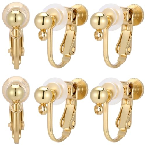 Beebeecraft 1 Box Mit 20 Ohrringclips 18 Karat Vergoldet 316 Ohrclips Aus Edelstahl Nicht Durchstochene Ohrringbeschläge Mit Silikon Ohrclip Pads Für Die Herstellung von DIY Ohrringschmuck