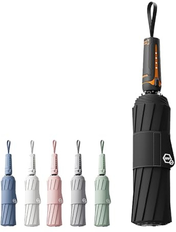erised's bifrost Travel Folding Umbrella with 5cm Wide Strap/Auto-Open/Close 3D Button/Mecha-Style Handle Design/UPF 50+ Sun Protection/Portable Outdoor Sun & Rain/10Ribs/Handbag/Car/Men