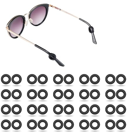Gdnmpat 20 Pairs Eyeglass Ear Grips -Anti-Slip Glasses Grips, Silicone Glasses Holder, Eye Glasses Ear Grippers Sleeve Retainer, Glasses Ear Hooks Cushion for Sports, Sunglasses, Glasses(Black)