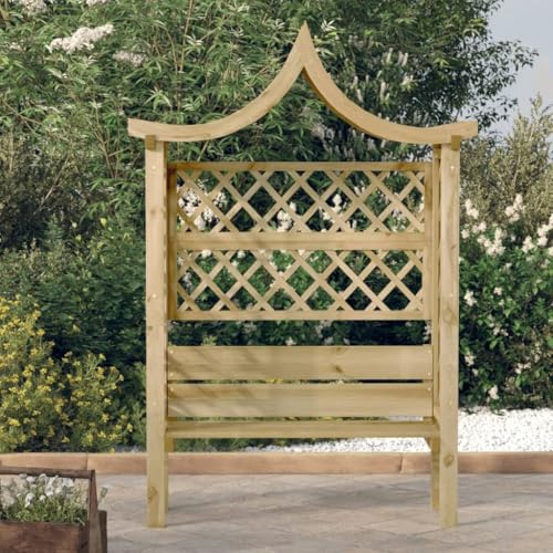 Garten-Pergola mit Dach und Sitzbank, Doppelter Gartenstühle für Terrasse, Rasen, Pflanzenspaliere für Kletterpflanzen, 146x55x220 cm Kiefernholz Imprägniert
