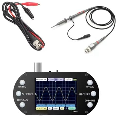 Muuookka Oscilloscope Numérique Oscilloscope Mini Fréquence D'Échantillonnage Portable 500 KHz avec Sonde Réparation Électronique DIY