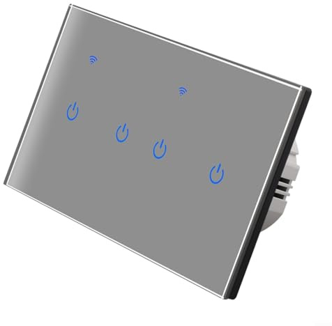 Smart Light Switches, WiFi Touch Wall Switches with Glass Panel, Smart Dimmer Switch for Voice Control of Lights and Appliances, WiFi Touch Light Switch App Control(4 Gang)