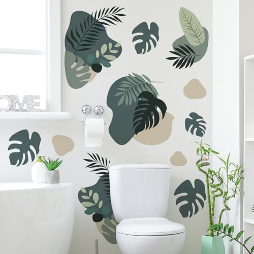 WandSticker4U®- BOHO Wandtattoo BLÄTTER XXL (94x84 cm) I Minimalistische Wandtattoo Wohnzimmer Schlafzimmer Erwachsene Pflanzen I Moderne Wanddeko abstrakt Formen Wandsticker Küche Bad Flur Büro