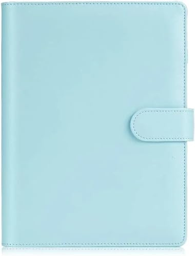 DVMSIEF Anteckningsbok med lösa blad A5/A6 budgetbindare för bärbar dator skydd PU löst blad handbok 6 hål dagbok agenda papper (blå, A6)