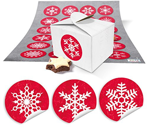 Logbuch-Verlag 24 kleine Geschenkboxen Weihnachten mit Schneeflocke rot weiß - Weihnachtsverpackung Kunden Mitarbeiter Geschenke