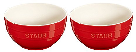 STAUB Keramik-Schüssel-Set, groß, 16,5 cm, 1,25 l, Kirschrot, 2-teilig
