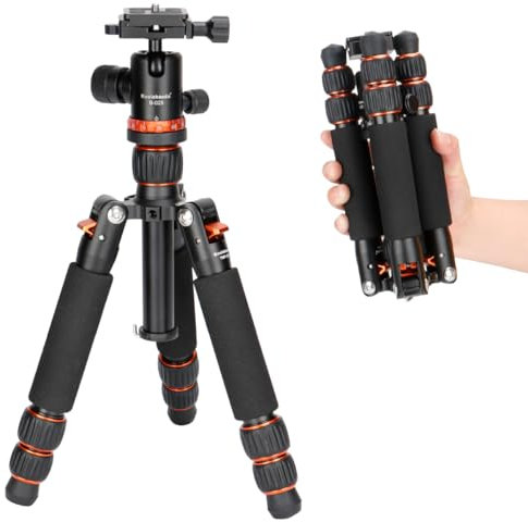 Koolehaoda Mini trépied pour Appareil Photo, trépied de Table en Alliage d'aluminium, Hauteur 21-63,5 cm avec rotule à 360 degrés pour caméscope DSLR, Charge jusqu'à 10 kg - (TMP-223 Orange)