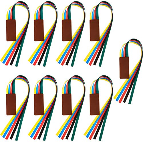 Outus 9 Pieces Bible Ribbon Bookmark Multi Ribbon Page Markers Artificial Leather Bookmark for Books(Colorful Ribbon)