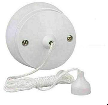 Invero Standard Round Ceiling Pull Cord Light Switch 2 Way 6 Amp - Ideal for Bathrooms and Utility Rooms - White