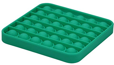 alldoro 63047 Play silikon fidgetleksak ca 12 cm fyrkantig, pop it anti-stress fingerleksak, bubble push leksak för stressreducering, skicklighetsspel för barn och vuxna, grön, kvadrat