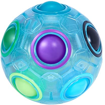 ROXENDA Rainbow Ball Magic Ball, Juego de Habilidad Bola de Rompecabezas - Cerebro Teaser y Bola de Estrés para Niños y Adultos (Azul)