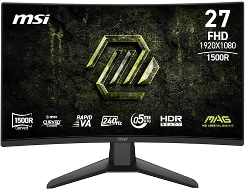 MSI MAG 274CF X24 Écran Gaming incurvé 27 FHD | Dalle Rapid VA 1920x1080, 240 Hz, 0,5ms, courbure 1500R, compatible VESA, HDMI, DisplayPort, FreeSync Premium