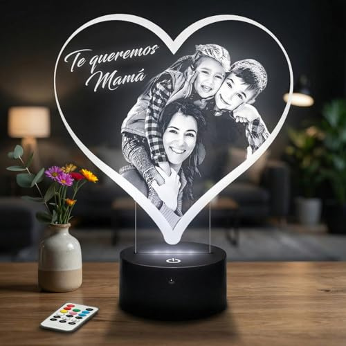 Lampephoto.fr – Personalisierte Fotolampe in Herzform, Geschenk zum Muttertag, für Mama, personalisierte Geschenkideen für Frauen und Paare, Muttertag: Foto und Text individuell gestaltbar