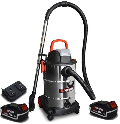 Aspirateur Eau et Poussière Compact Brushless sur Batterie - Xperformer XPVC20LIBL-30L + 2 Bat. 4 Ah + Double Chargeur