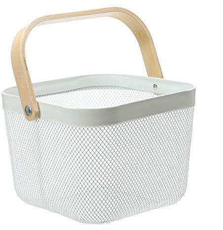 Paniers en filet de passoire en maille, bol de lavage multifonction en métal panier de lavage passoire en métal avec poignées pour le rinçage de la vidange de la souche(Blanc)