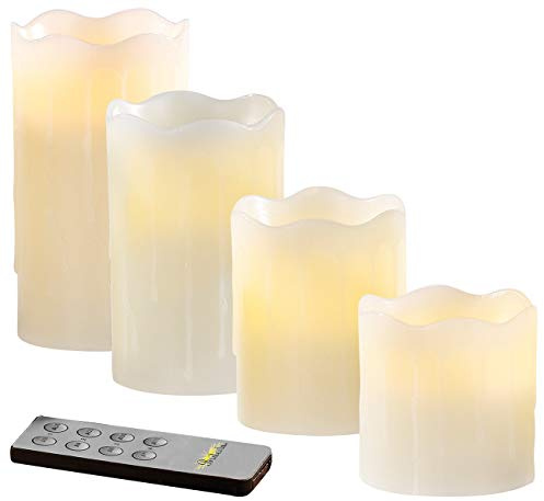 Britesta Adventskerzen: 4 flackernde LED-Echtwachskerzen, Höhe abgestuft (Versandrückläufer) (Elektrische Kerzen mit Timer, LED-Kerzen mit Flackereffekten, Batterie Leuchten)