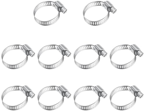 Leryati 304 - 10 fascette stringitubo in acciaio inox, morsetto in metallo con tubo regolabile, in acciaio inossidabile, adatto per piscina, lavatrice, giardino, 19 - 29 mm