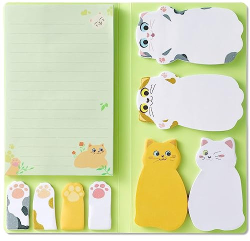 Kireida® Katzen-Haftnotizen-Set, Haftnotizblöcke, 210 Blatt, tragbares Notizpapier, niedliche Tier-Haftnotizblöcke für Katzenliebhaber, Schule, Kinder, kreative Geschenke