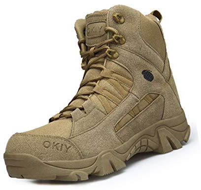 IYVW OKIY 1705 C Stivali Militari Uomo Tattici Esterni Leggeri e Traspiranti da Combattimento Scarpe da Lavoro di Sicurezza Durevoli Giallo Deserto 45 EU