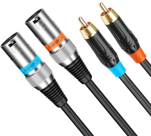 Getaria Câble double RCA vers XLR, 2 RCA vers 2 XLR mâles HiFi stéréo, câble de connexion, câble de microphone, câble de chemin, câble de chemin, 1,5 m
