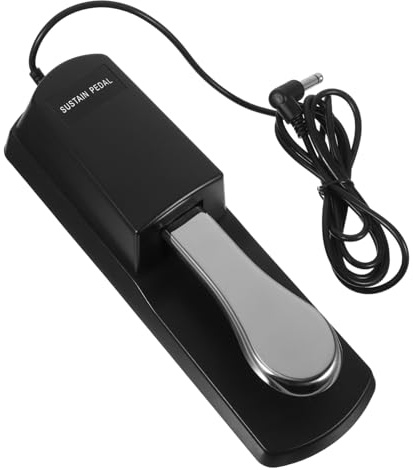 Keyboard Fußpedal Haltepedal als Sustain Pedal | Legierung, Rutschfeste Unterlage, Rostfrei, Klassischer Stil, Schwarz, für Klaviertastatur und Synthesizer