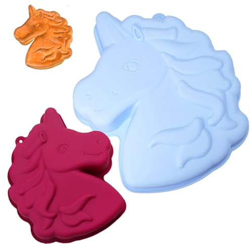 Unicorn Baking Mould, Silikonformen Einhorn Backform, Einhorn Kuchenform Silikon, 3D Kuchenbackform für Einhornkuchen, Backen Kindergeburtstag Silikonform Für Party Geburtstage, Blau oder rosa rot