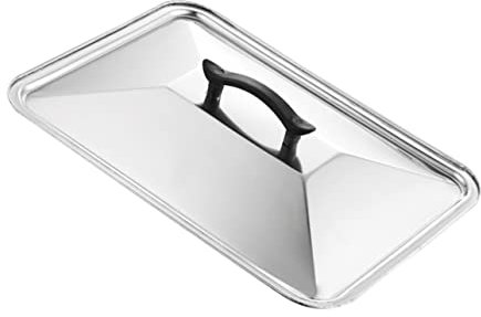 PHENOFICE Stainless Steel Rectangular Pan Cover Handle 39x29cm Anti-splash Cooking Lid for Kitchen and Catering Food Pans