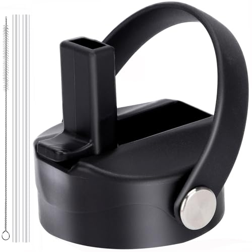 XACIOA Straw Lid Compatible with Hydro Flask Wide Mouth(12oz 18oz 22oz 24oz 32oz 40oz 64oz), Lid with Straws Caps Water Bottle Accessories Replacement Lid Top