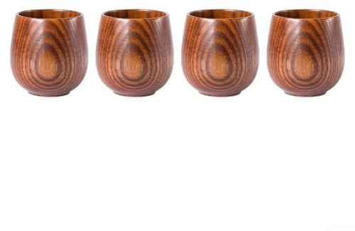 Besttoolifes 4 tazas de té de madera, taza de sake de madera de azufaifo, tazas de té japonesas, tazas de té de madera hechas a mano, multifuncionales, tazas de té de madera maciza para beber té,