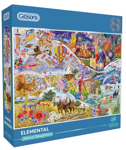 Gibsons Elemental 1000 Piece Jigsaw Puzzle for Adults & Teens Beautiful Colourful Power of the Elements Collage Artwork Sustainable Puzzle Premium Thick 100% Recycled Board Great Gift by Gibsons Games