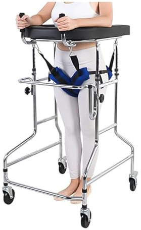 Aufrechter Lauflernwagen für Senioren mit Sitz - Hemiplegie Rehabilitation Stehgestell Erwachsene Tragbarer Walker Gehhilfe - Idealer medizinischer Walker für Behinderte 100-125cm
